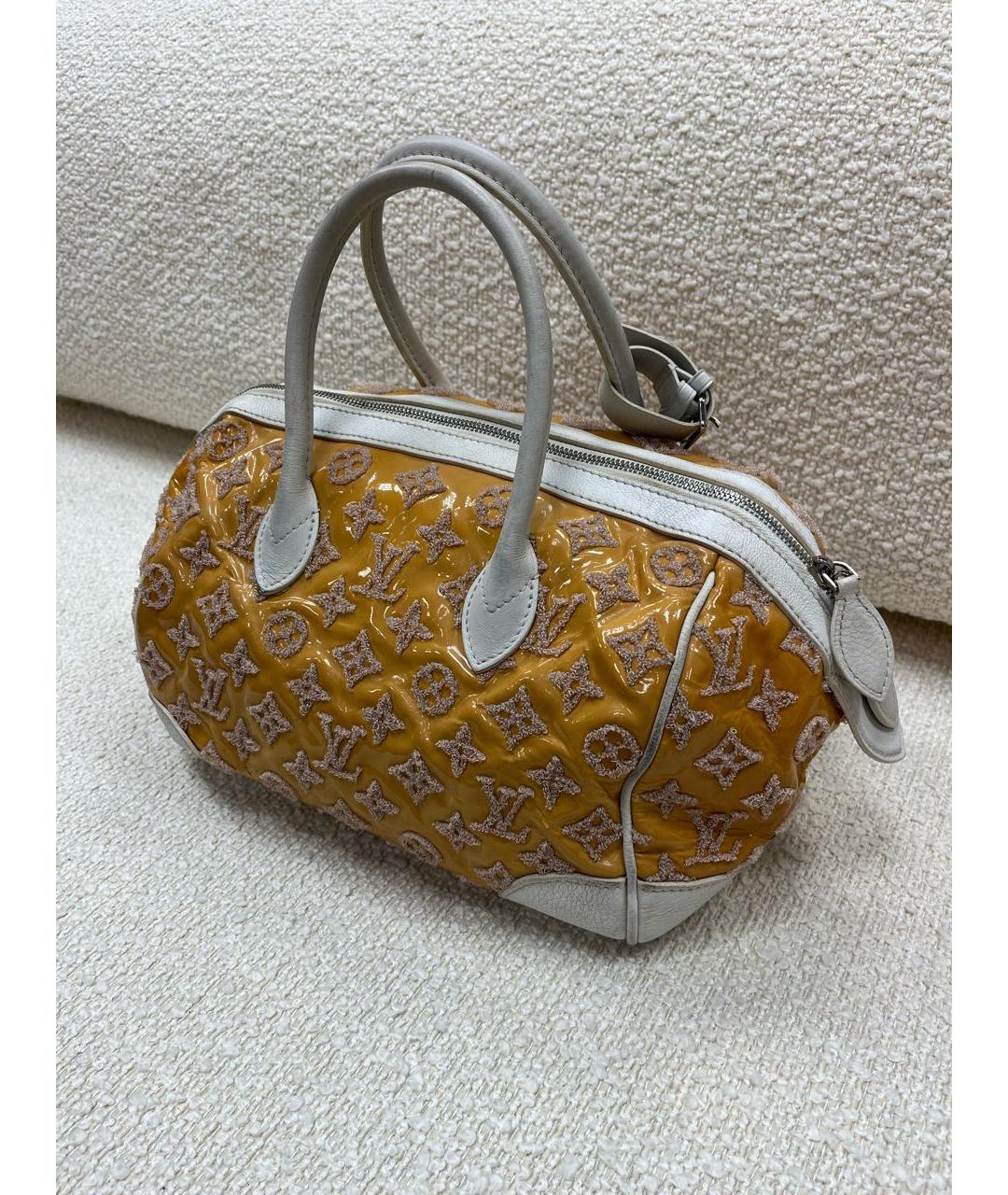 LOUIS VUITTON Горчичная кожаная сумка с короткими ручками, фото 4