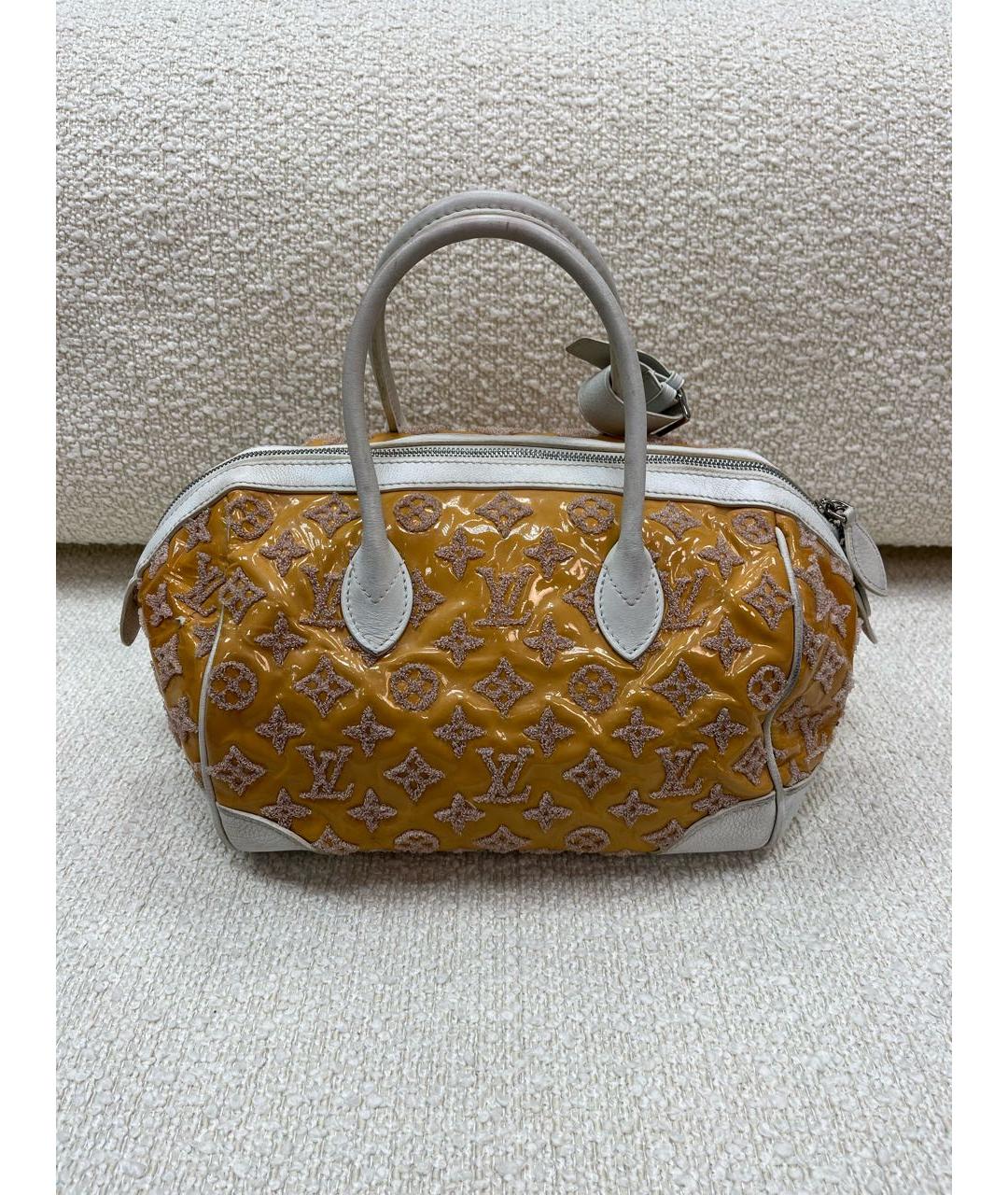 LOUIS VUITTON Горчичная кожаная сумка с короткими ручками, фото 8