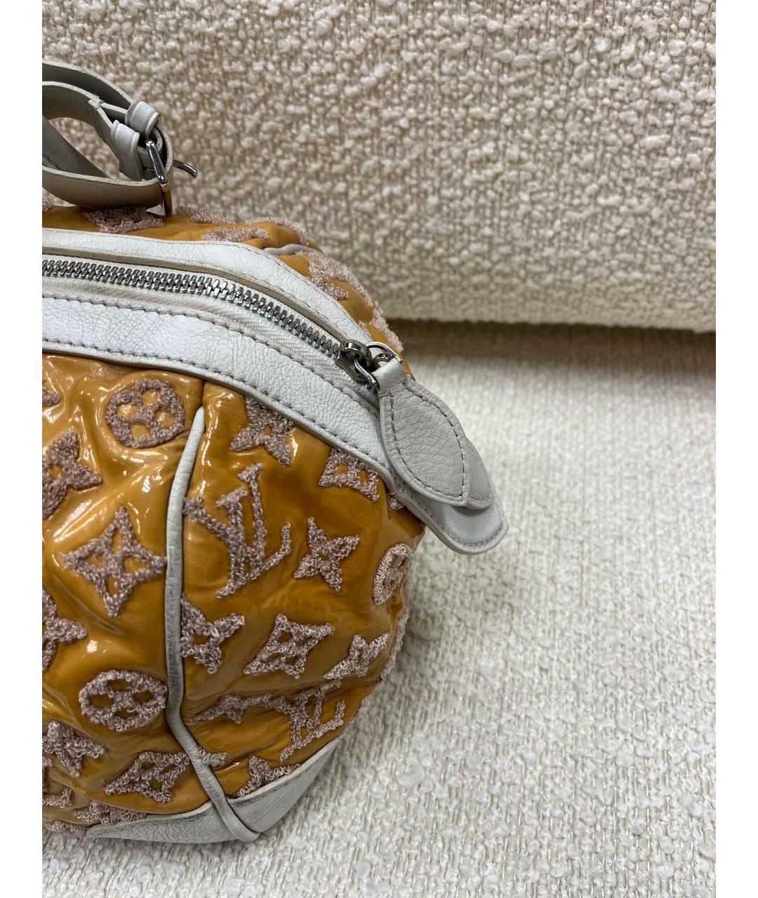 LOUIS VUITTON Горчичная кожаная сумка с короткими ручками, фото 7