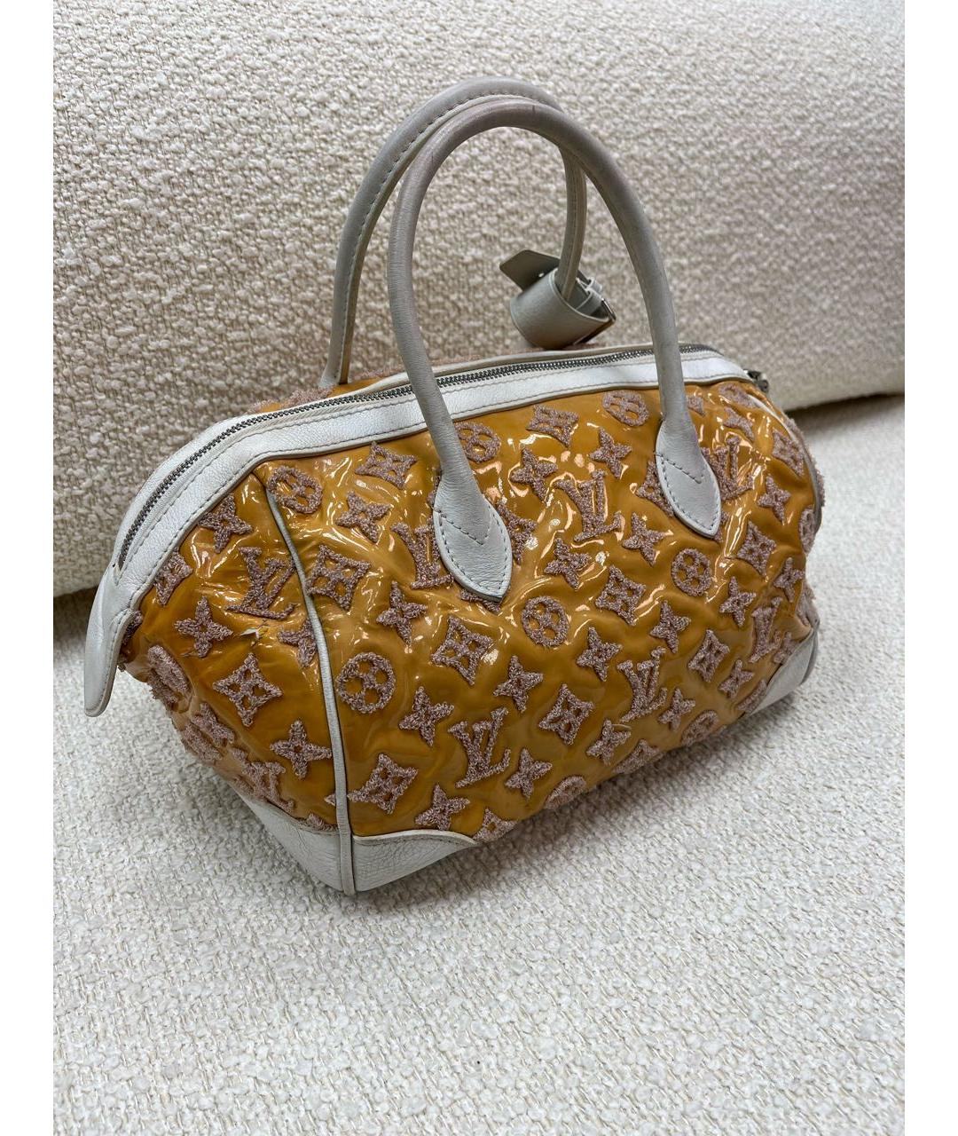 LOUIS VUITTON Горчичная кожаная сумка с короткими ручками, фото 2