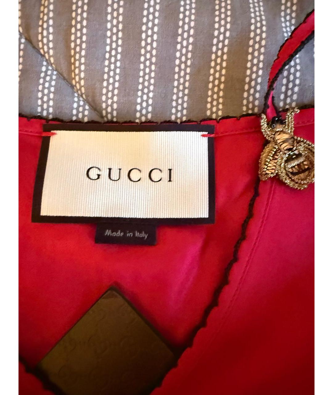 GUCCI Фуксия хлопковая майка, фото 2