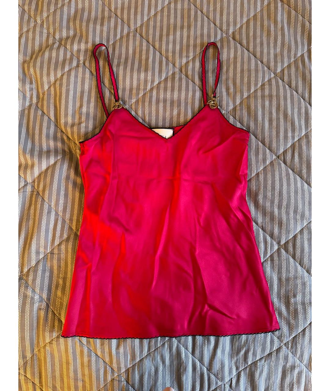 GUCCI Фуксия хлопковая майка, фото 9