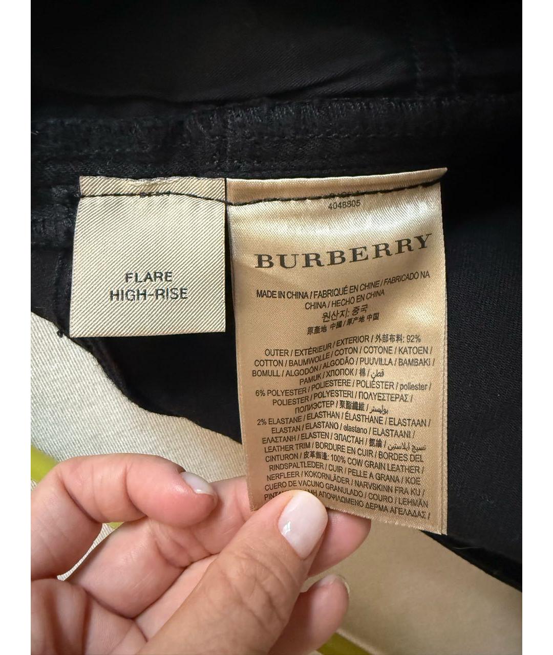 BURBERRY Черные хлопко-эластановые джинсы клеш, фото 5