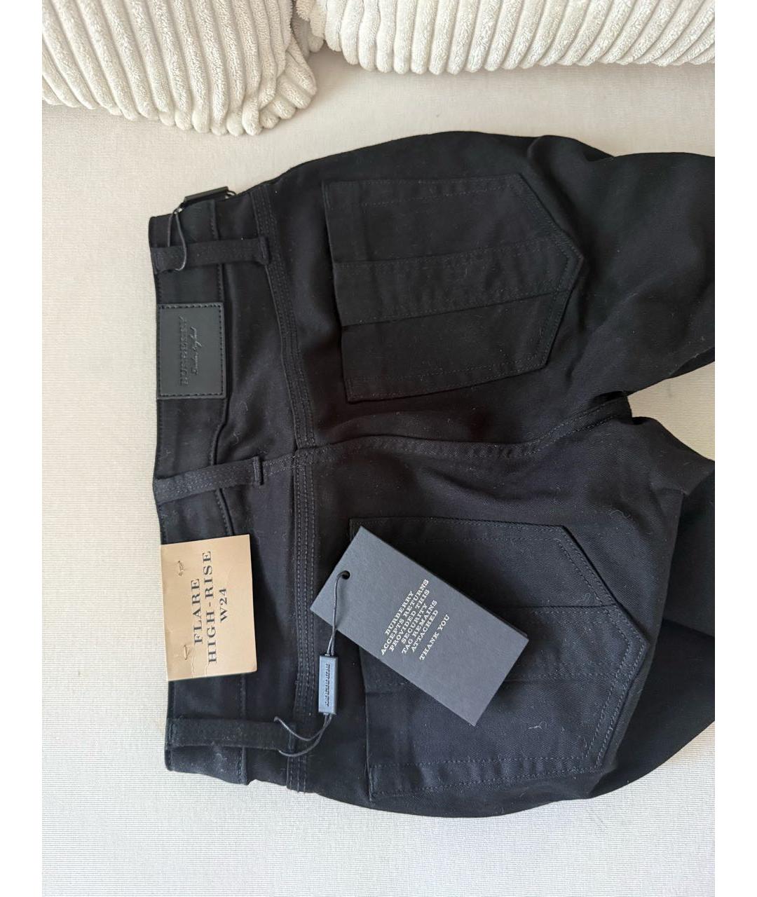 BURBERRY Черные хлопко-эластановые джинсы клеш, фото 4