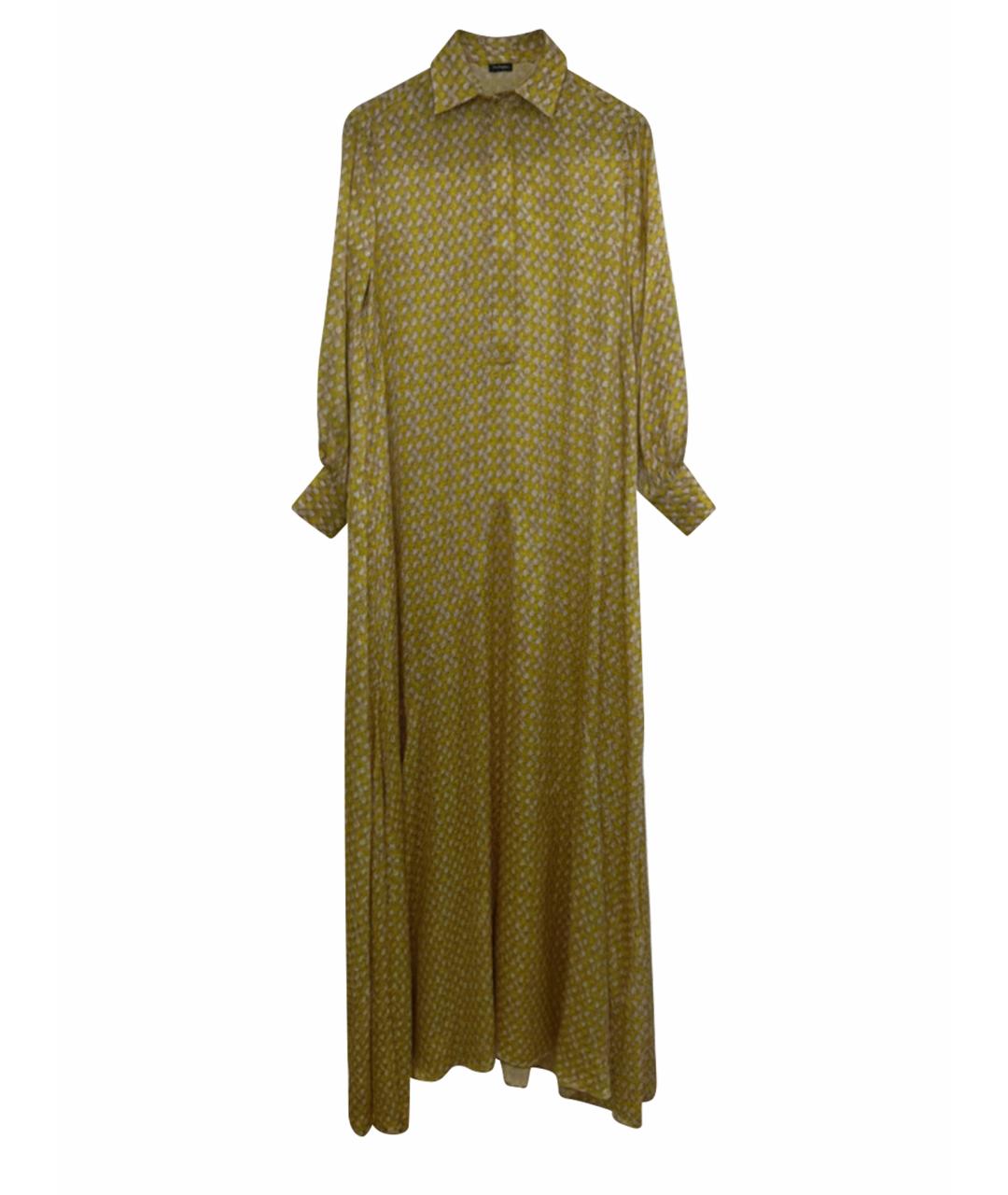 KITON Желтое шелковое повседневное платье, фото 1