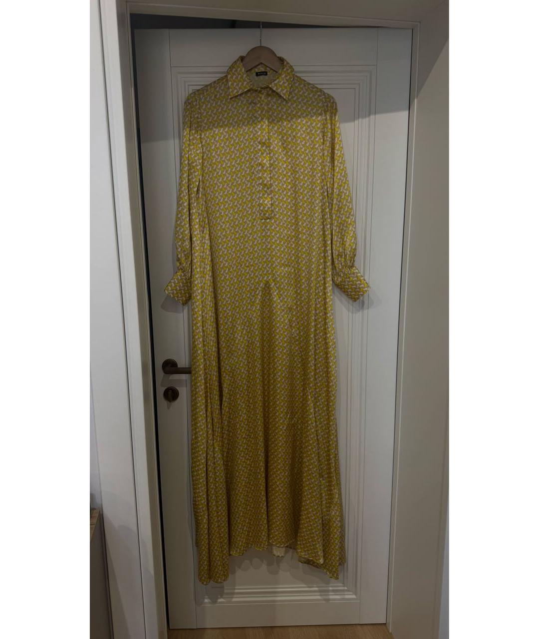 KITON Желтое шелковое повседневное платье, фото 5