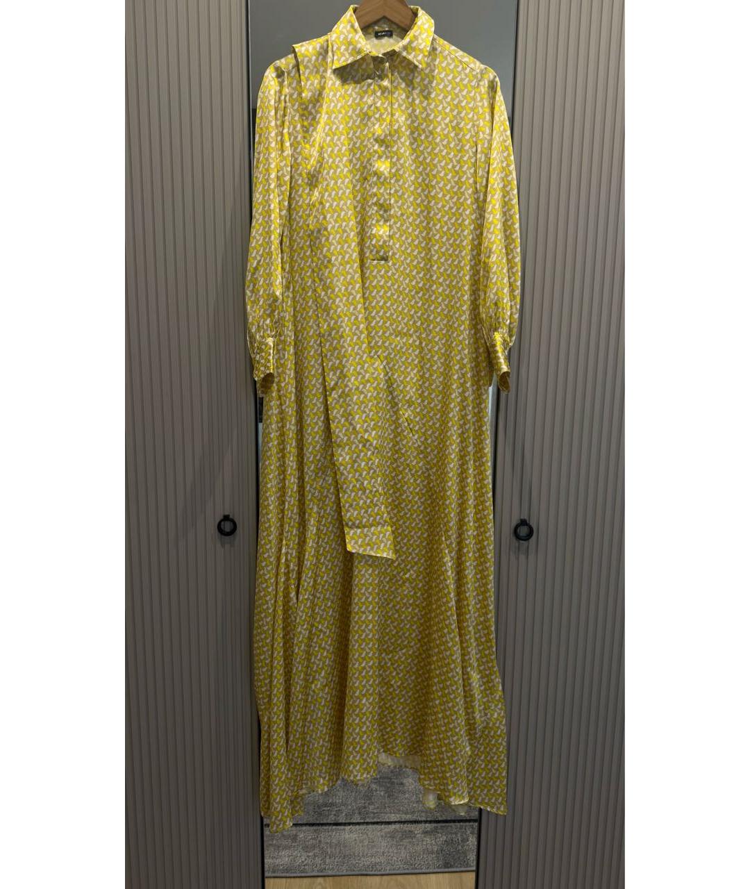 KITON Желтое шелковое повседневное платье, фото 3