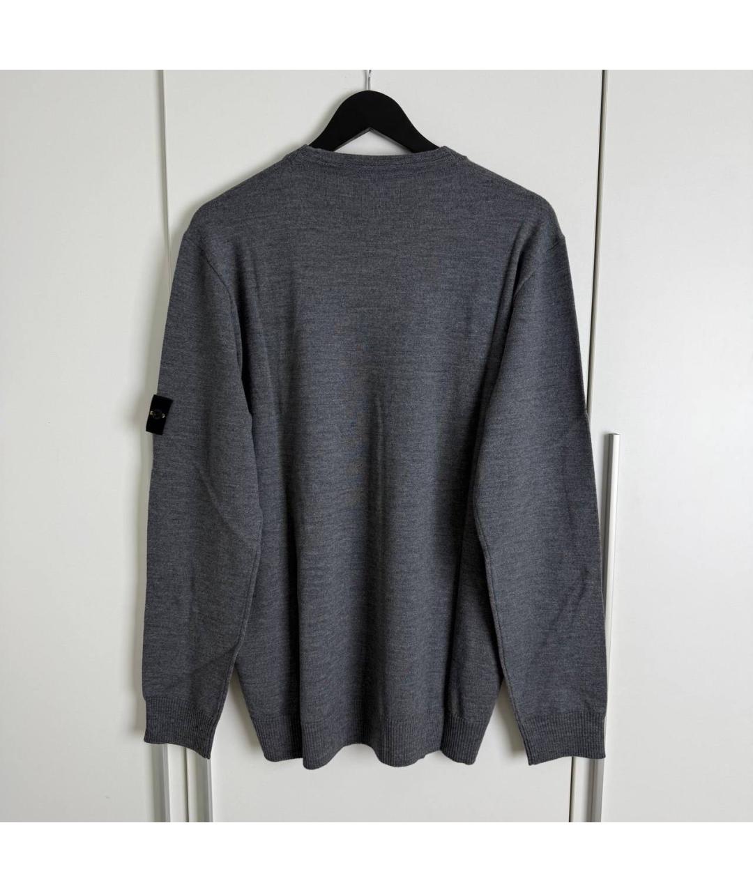 STONE ISLAND Антрацитовый шерстяной джемпер / свитер, фото 2
