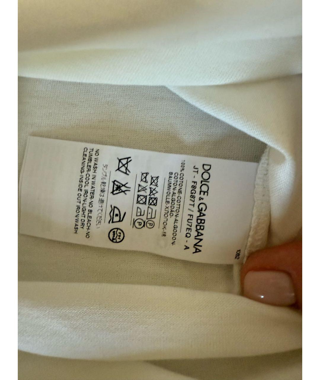 DOLCE&GABBANA Белая хлопковая футболка, фото 4