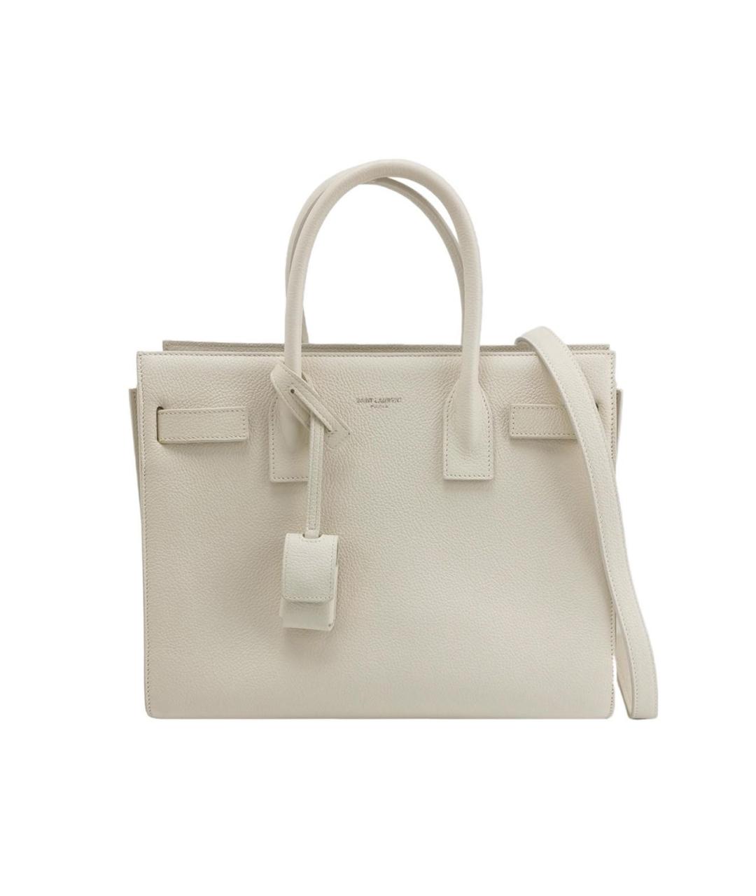 SAINT LAURENT Бежевая кожаная сумка тоут, фото 1