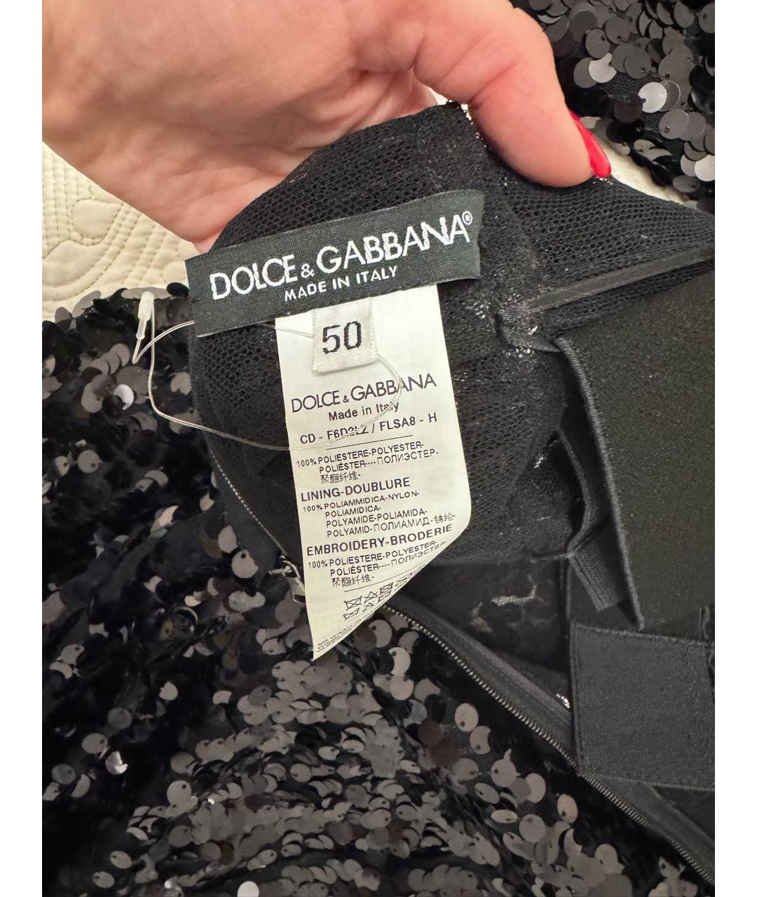 DOLCE&GABBANA Черное полиэстеровое коктейльное платье, фото 3