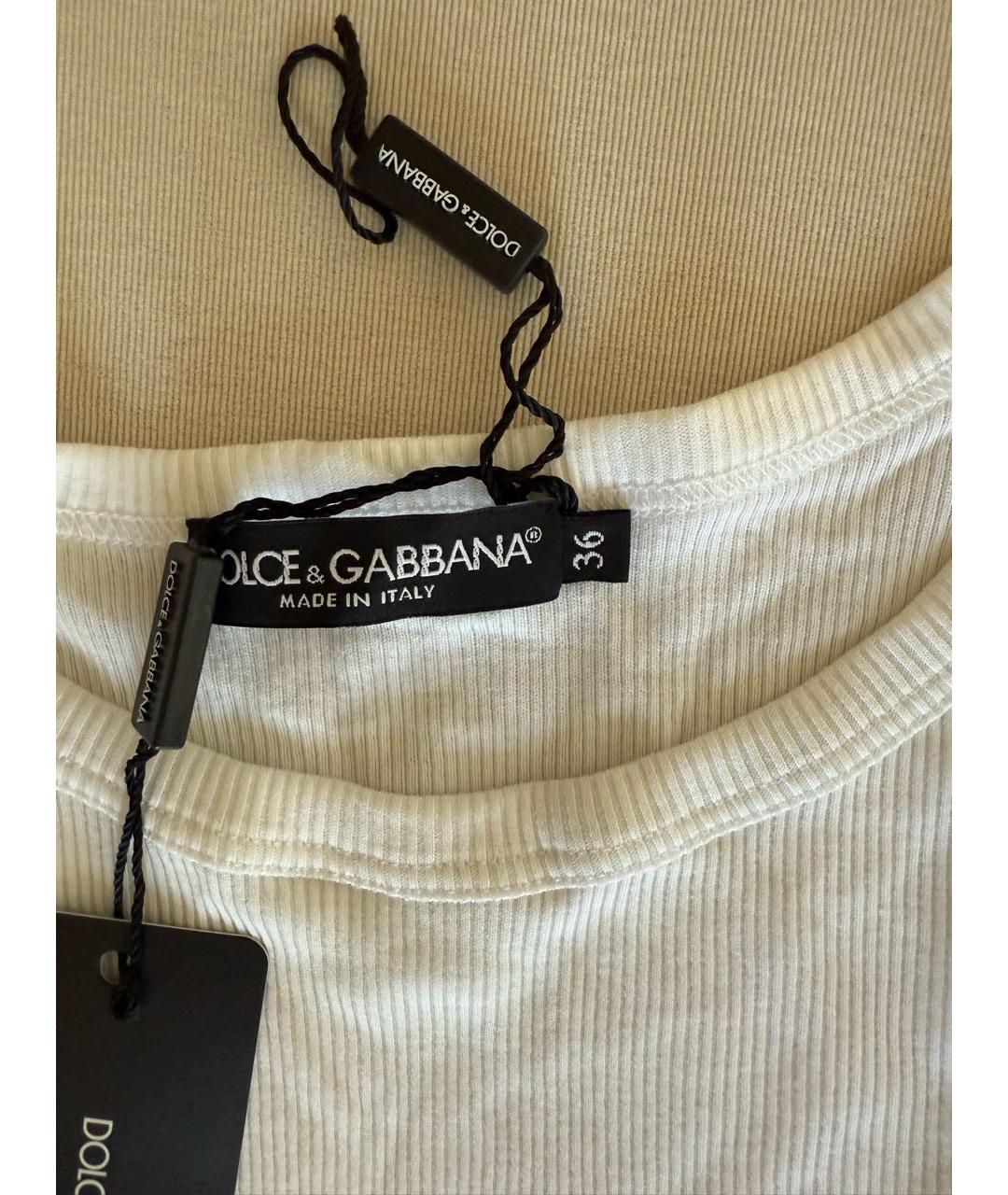 DOLCE&GABBANA Белая хлопко-эластановая майка, фото 2