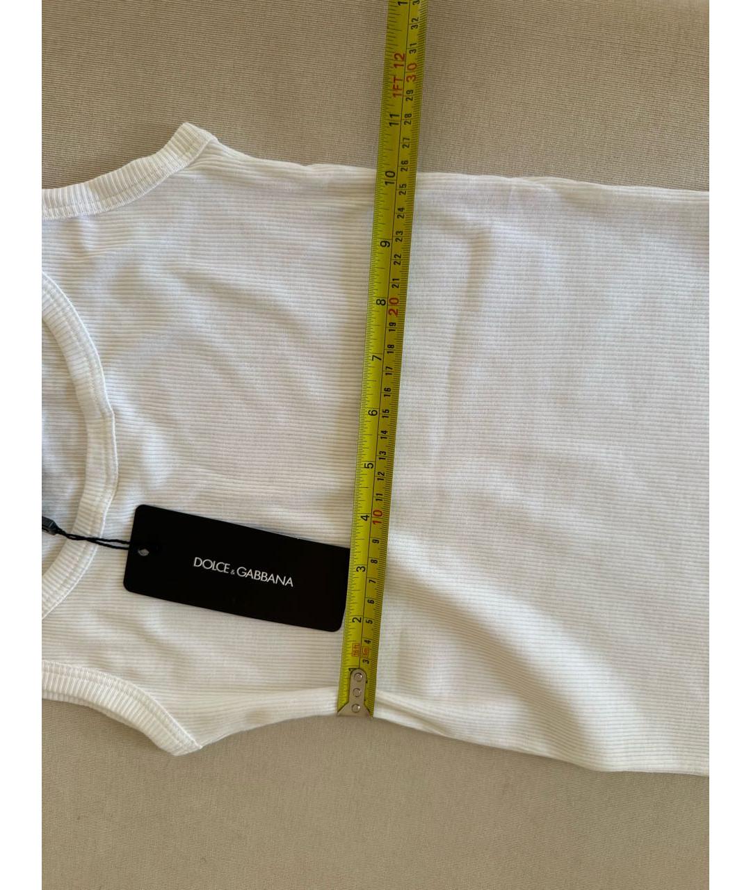 DOLCE&GABBANA Белая хлопко-эластановая майка, фото 4