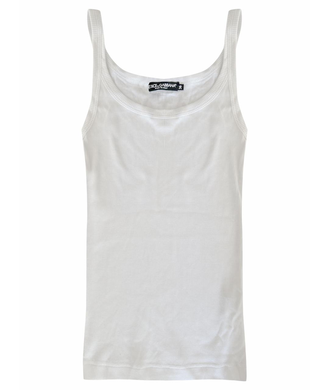 DOLCE&GABBANA Белая хлопко-эластановая майка, фото 1