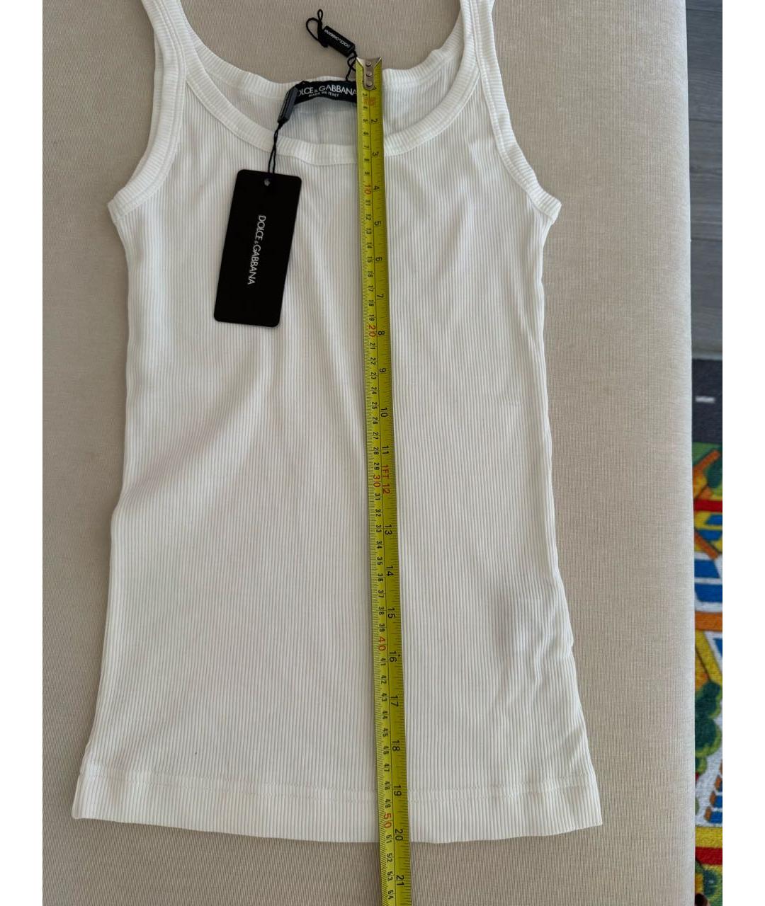 DOLCE&GABBANA Белая хлопко-эластановая майка, фото 3
