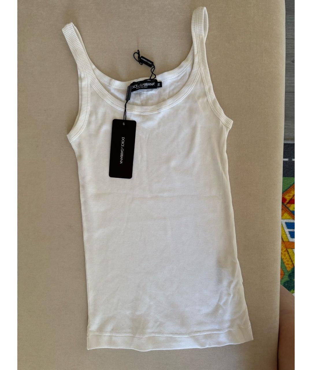 DOLCE&GABBANA Белая хлопко-эластановая майка, фото 5