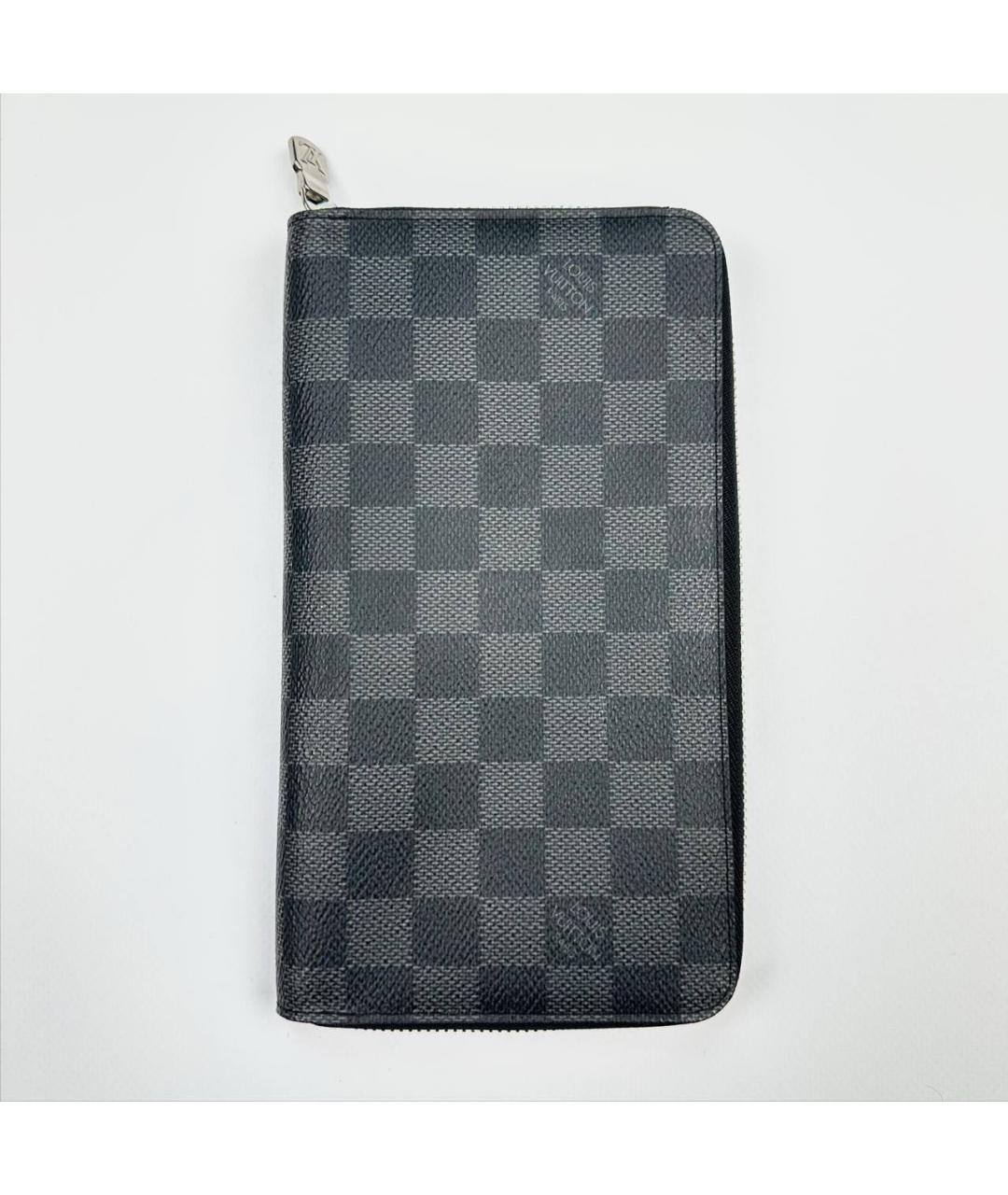 LOUIS VUITTON Антрацитовый кожаный кошелек, фото 8