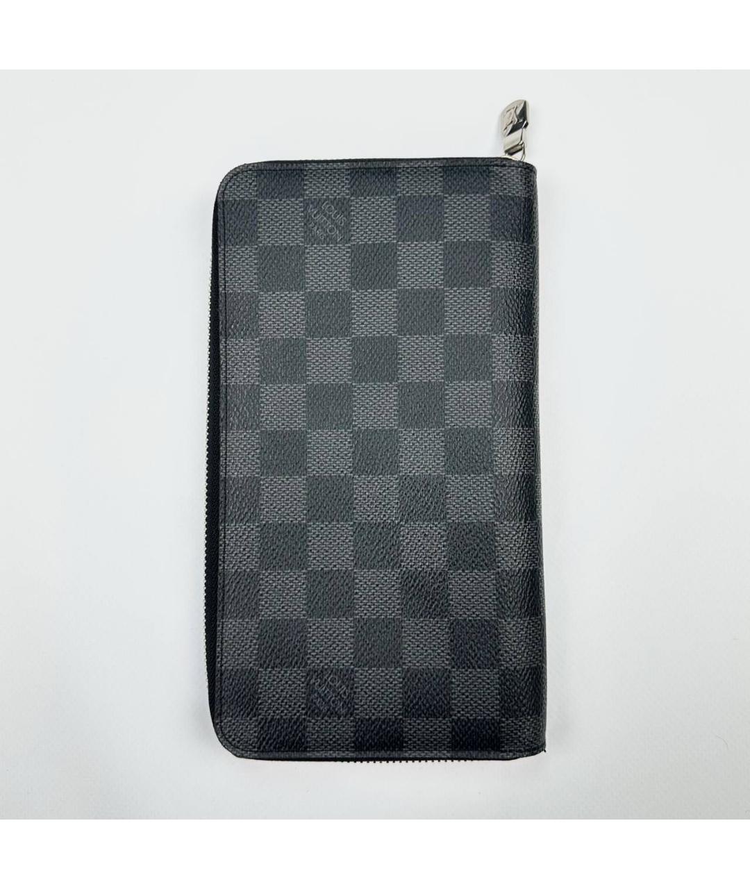 LOUIS VUITTON Антрацитовый кожаный кошелек, фото 2