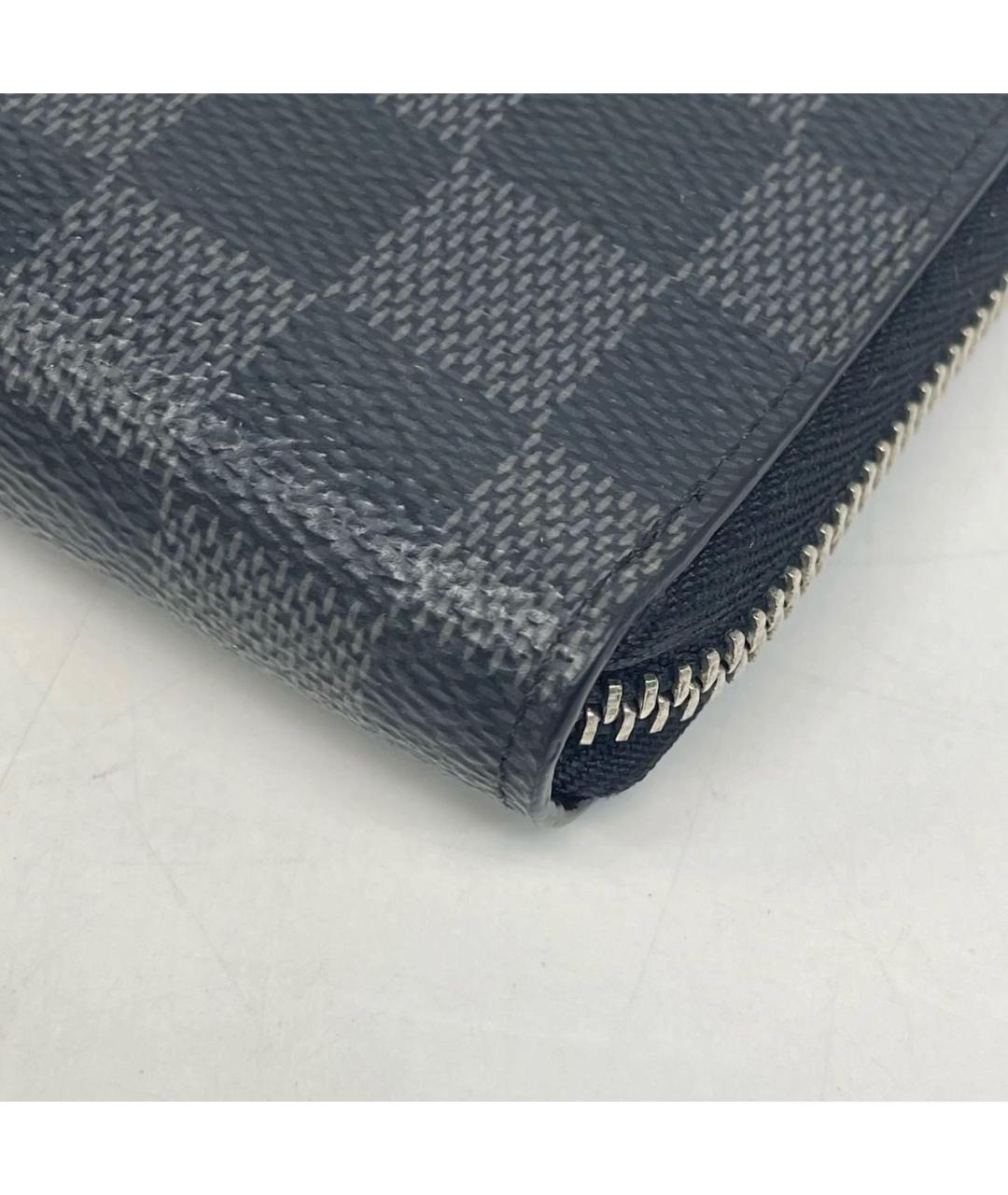 LOUIS VUITTON Антрацитовый кожаный кошелек, фото 7