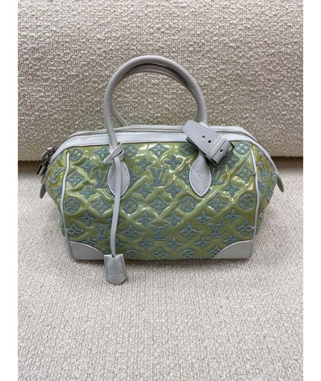 LOUIS VUITTON Зеленая кожаная сумка с короткими ручками, фото 3