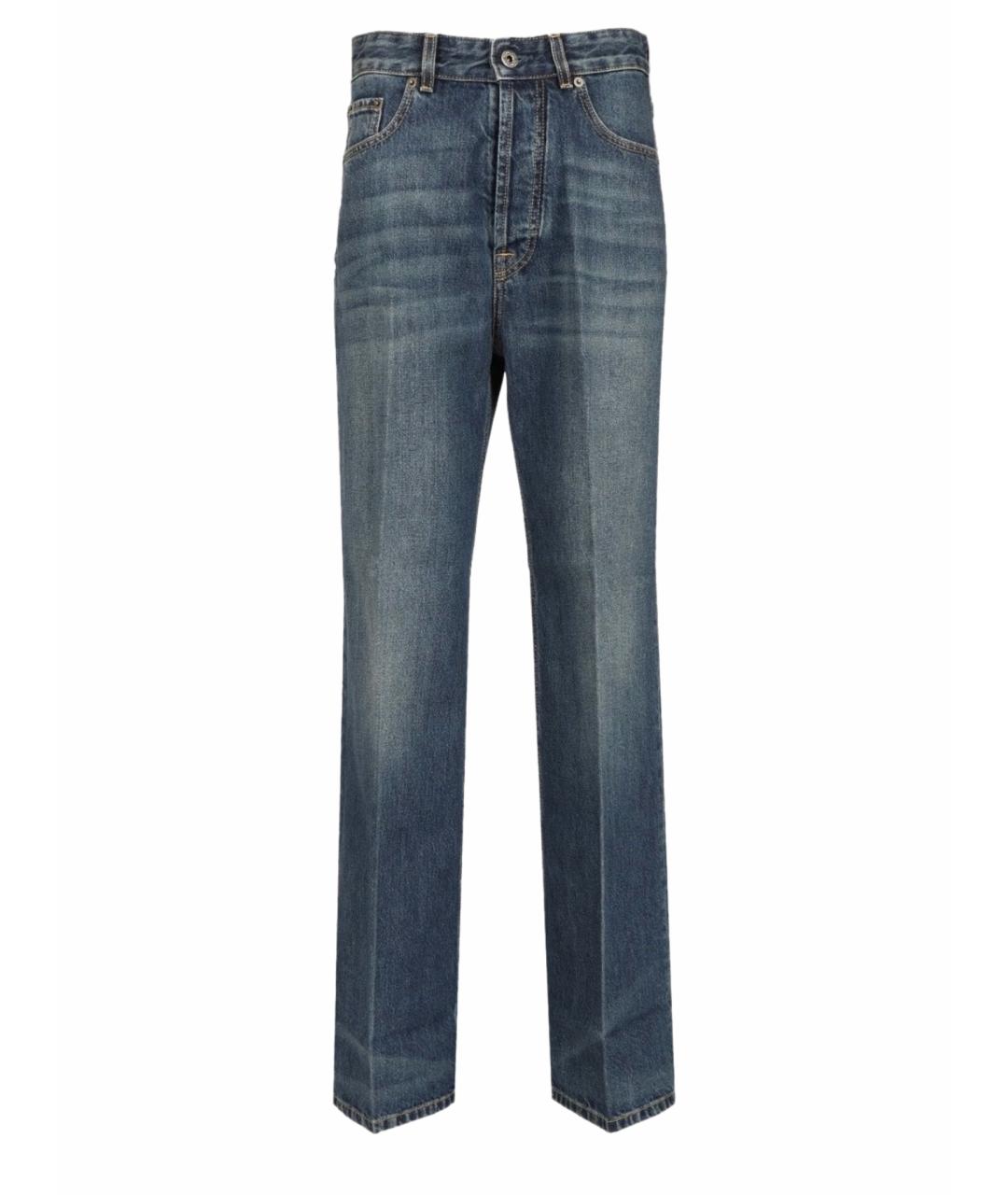 MIU MIU Синие хлопковые прямые джинсы, фото 1