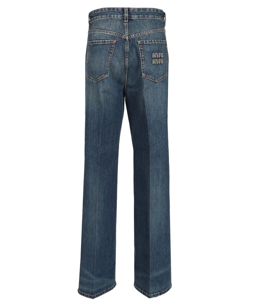 MIU MIU Синие хлопковые прямые джинсы, фото 2