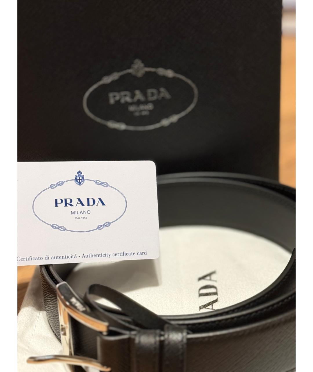 PRADA Черный кожаный ремень, фото 3