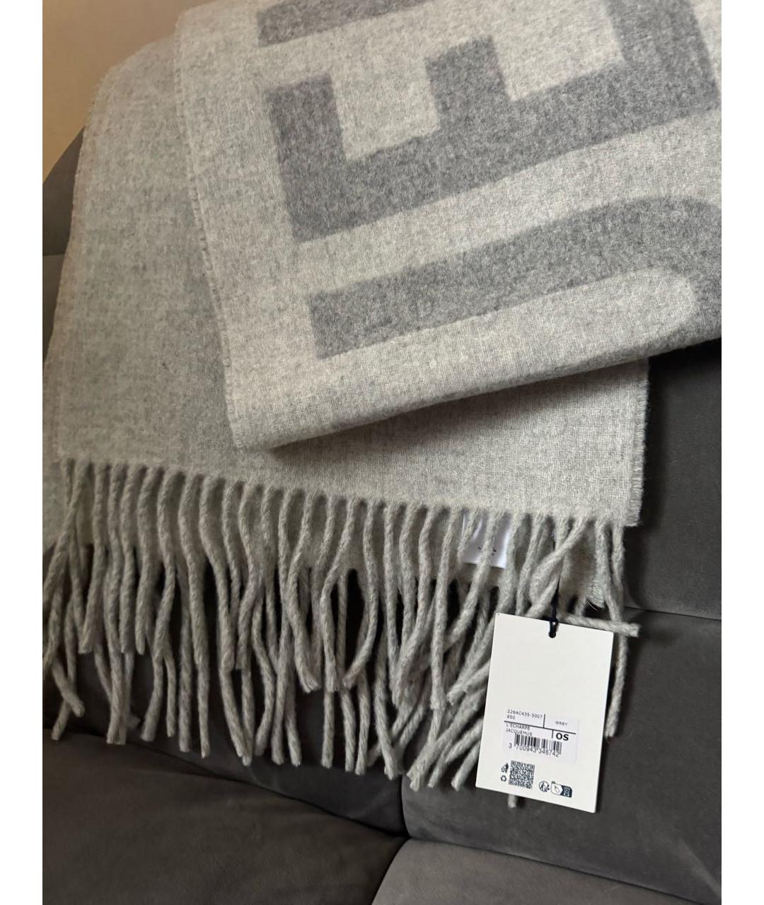 JACQUEMUS Серый шерстяной шарф, фото 5