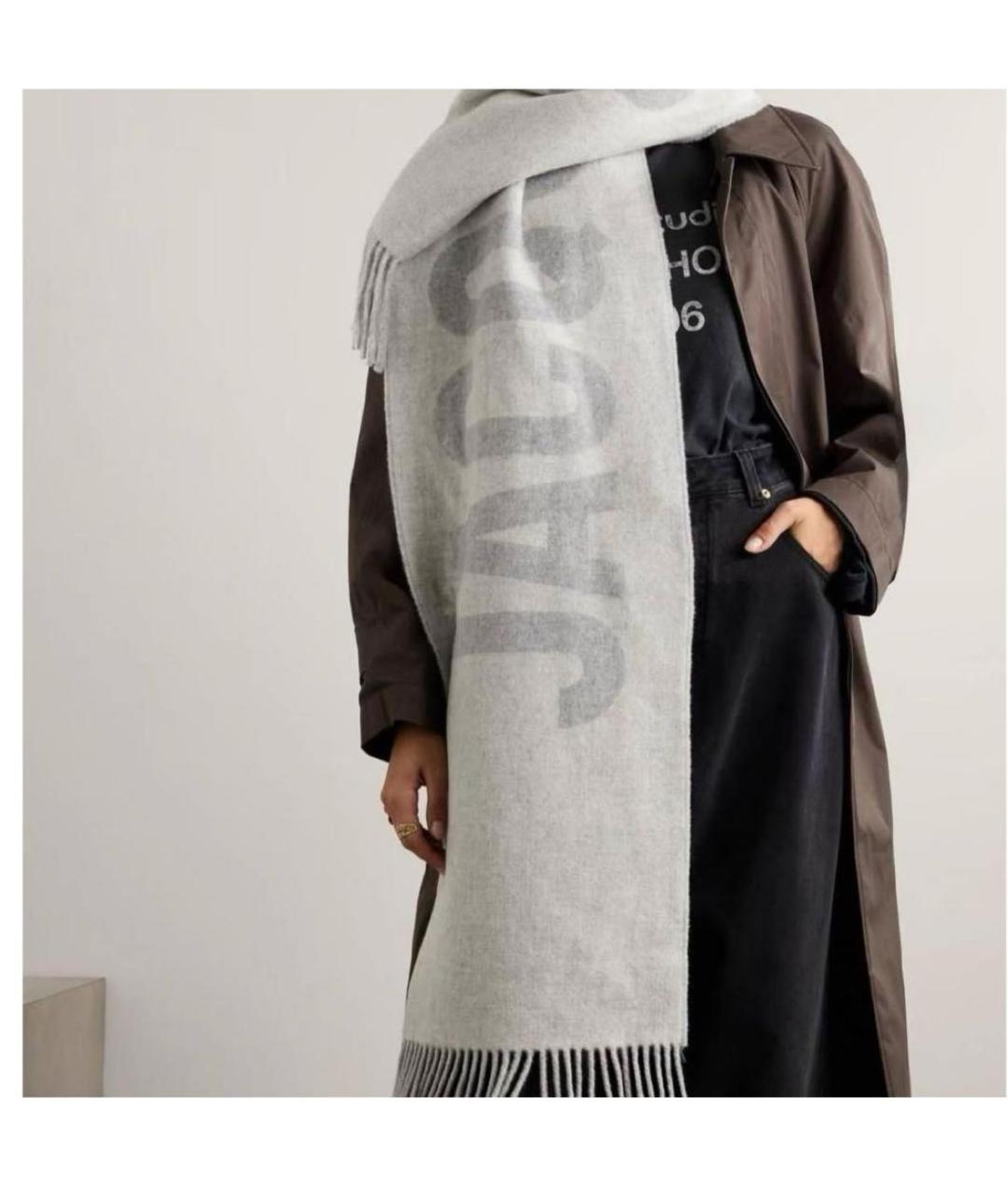 JACQUEMUS Серый шерстяной шарф, фото 4