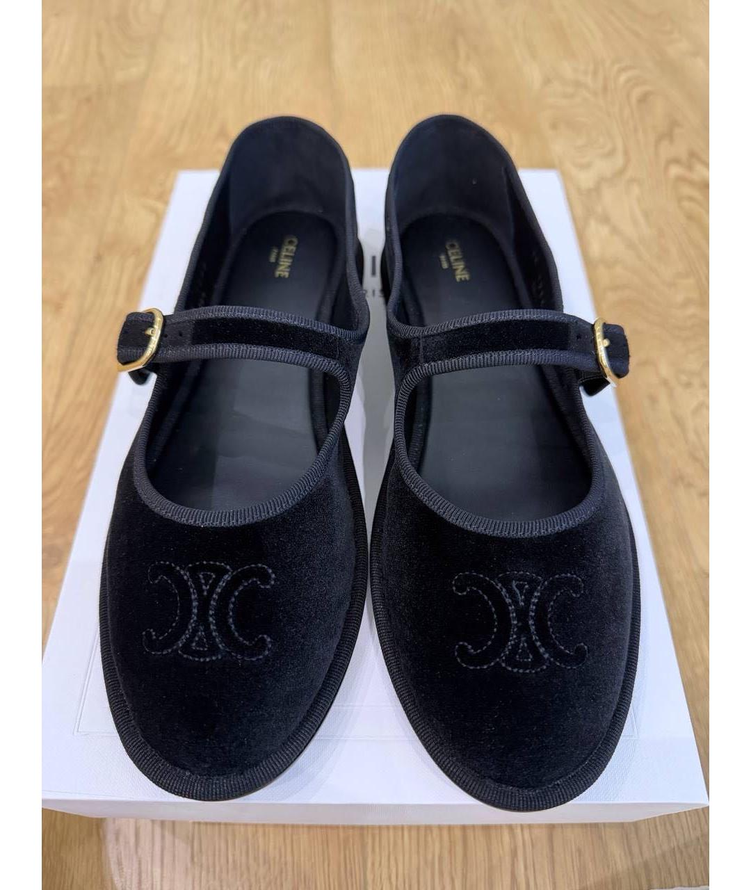 CELINE Черные бархатные балетки, фото 2