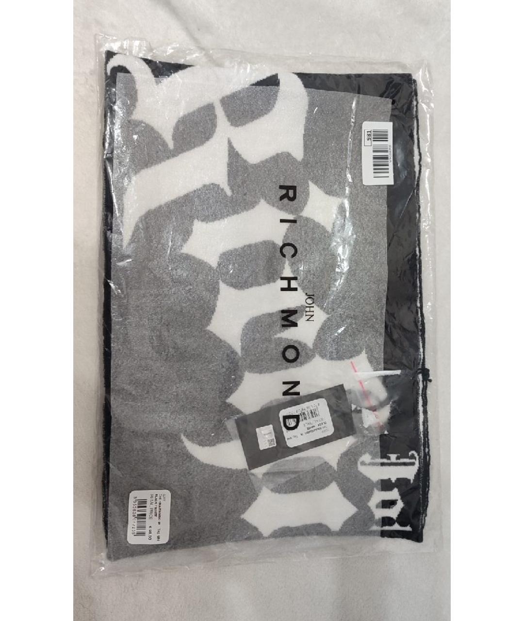 JOHN RICHMOND Черный хлопковый шарф, фото 4