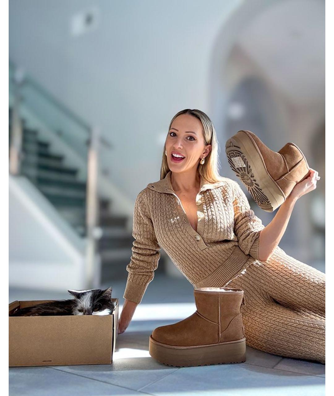 UGG AUSTRALIA Коричневые замшевые ботинки, фото 4