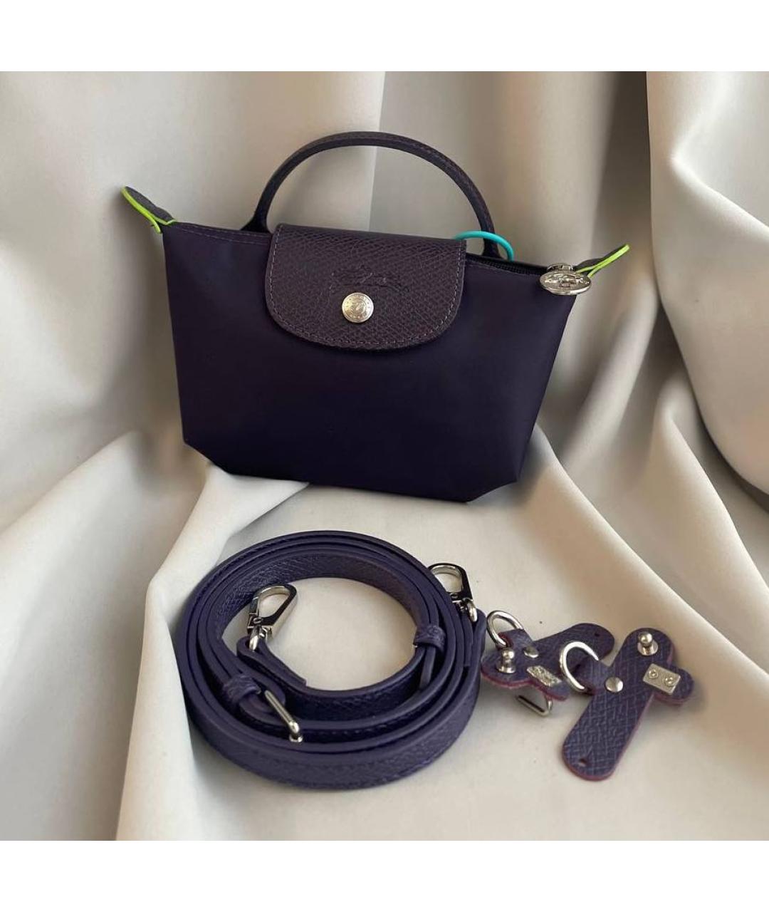 LONGCHAMP Фиолетовая тканевая сумка с короткими ручками, фото 4