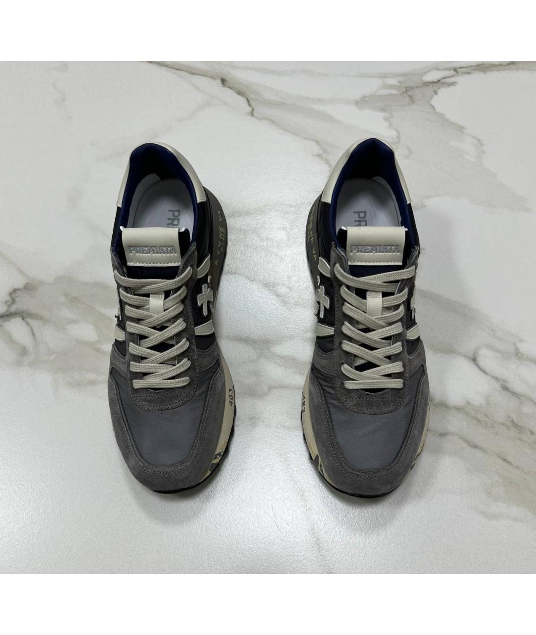 PREMIATA Антрацитовые кожаные низкие кроссовки / кеды, фото 2