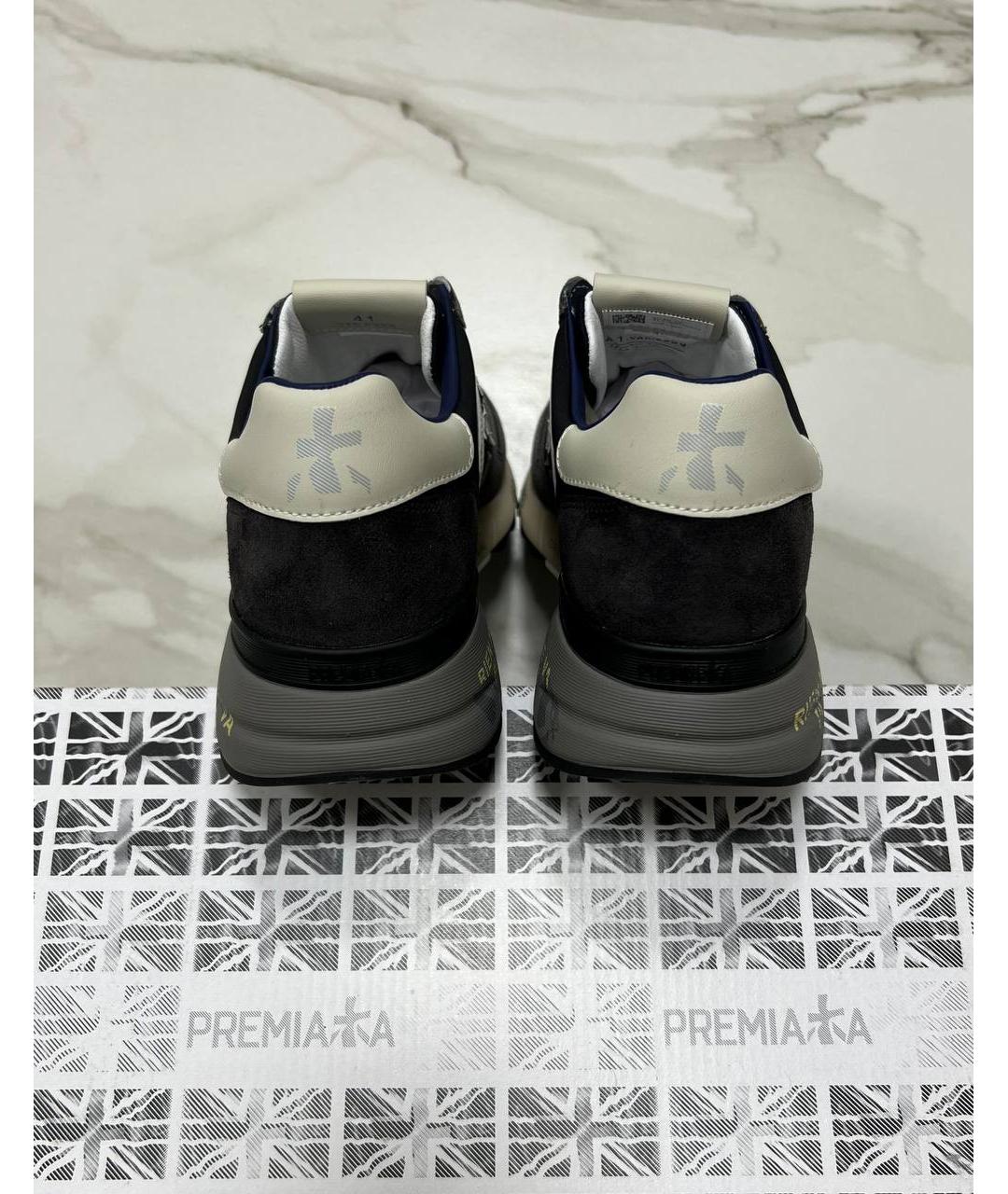 PREMIATA Антрацитовые кожаные низкие кроссовки / кеды, фото 5