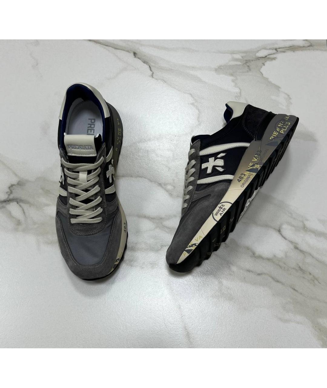 PREMIATA Антрацитовые кожаные низкие кроссовки / кеды, фото 8