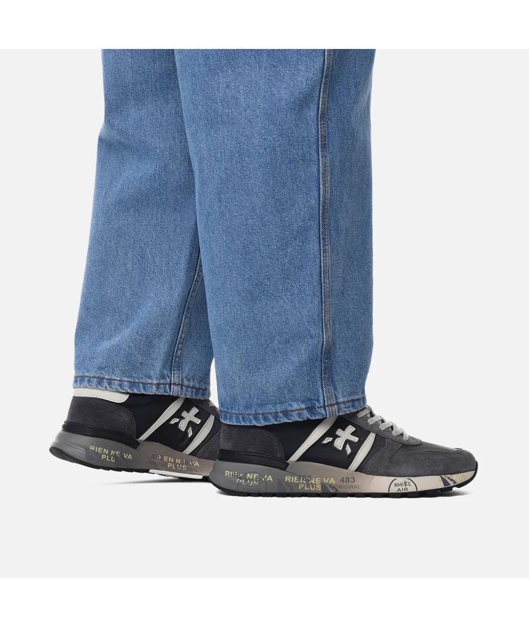 PREMIATA Антрацитовые кожаные низкие кроссовки / кеды, фото 7