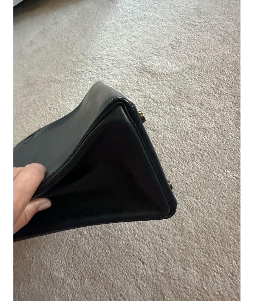 HERMES Темно-синяя кожаная сумка с короткими ручками, фото 6