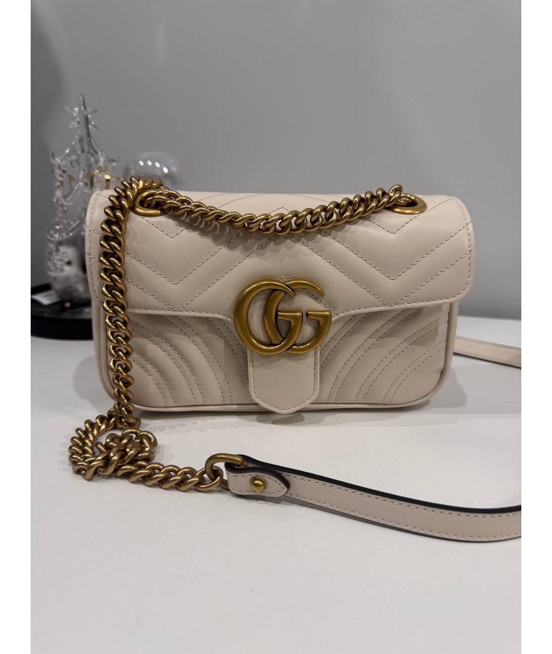 GUCCI Бежевая кожаная сумка через плечо, фото 2