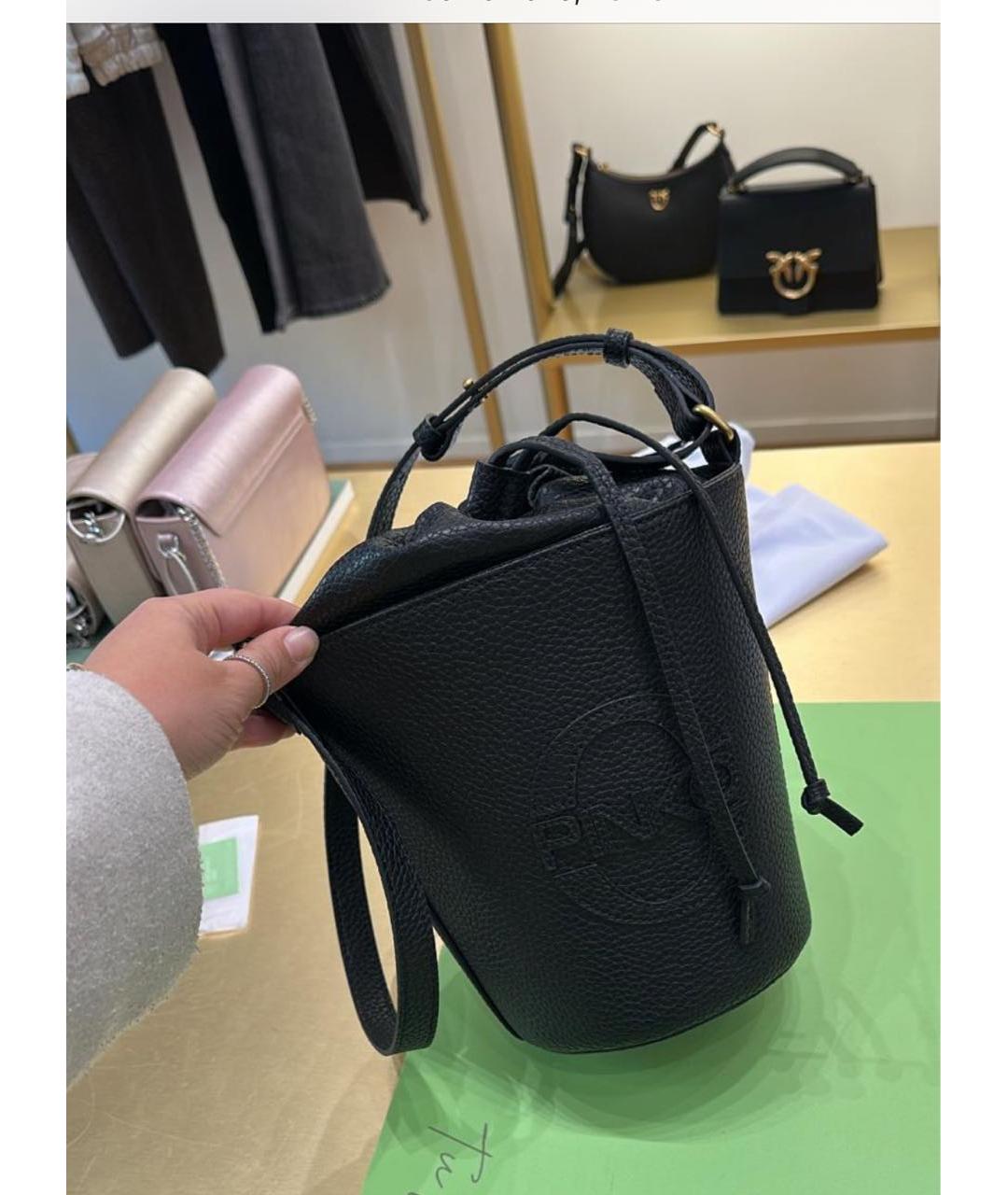 PINKO Черная кожаная сумка через плечо, фото 8