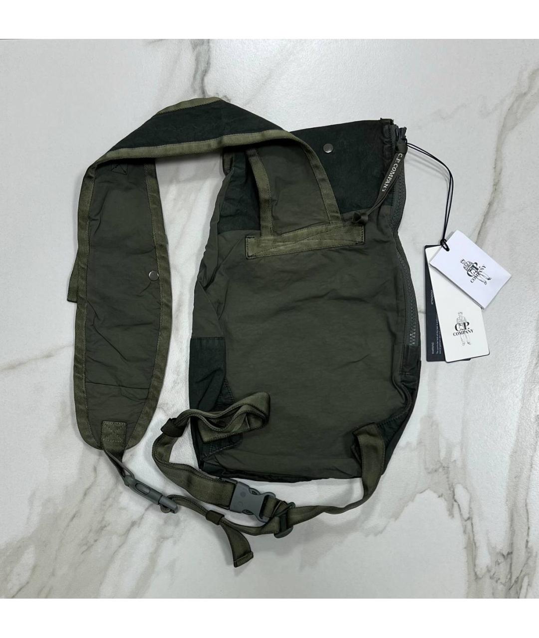 CP COMPANY Зеленая тканевая сумка на плечо, фото 6