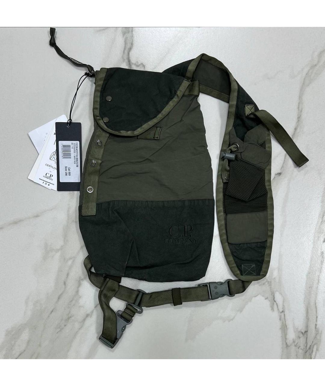 CP COMPANY Зеленая тканевая сумка на плечо, фото 8