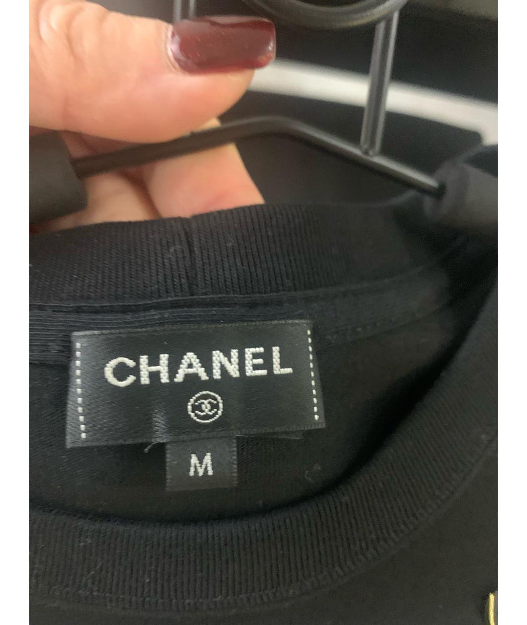 CHANEL Черная хлопковая футболка, фото 4