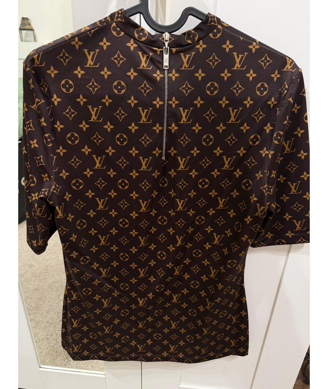 LOUIS VUITTON Коричневая полиамидовая футболка, фото 2