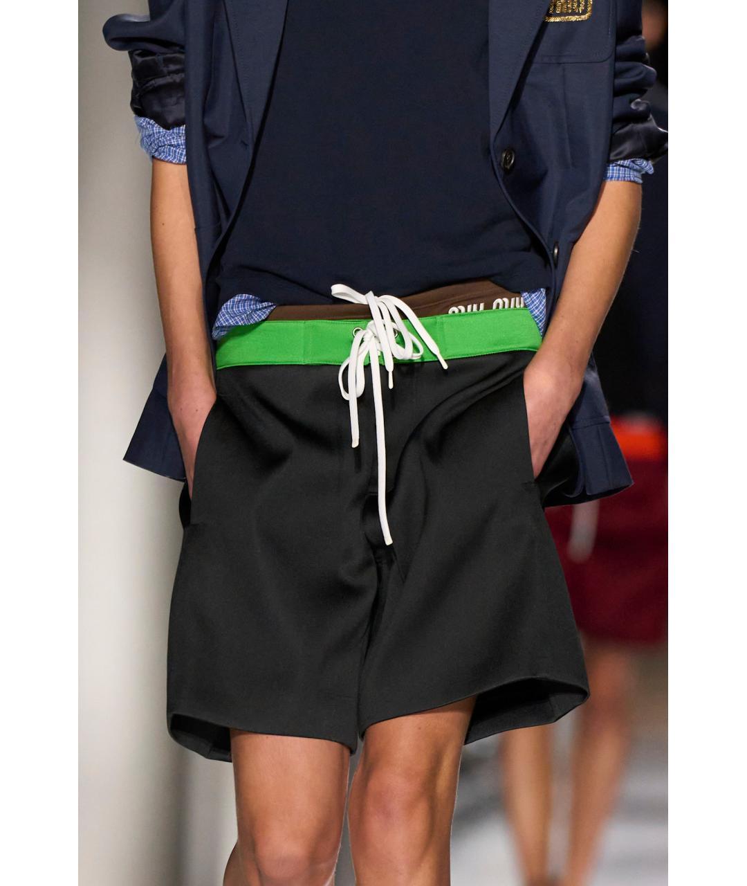 MIU MIU Черные полиэстеровые шорты, фото 7