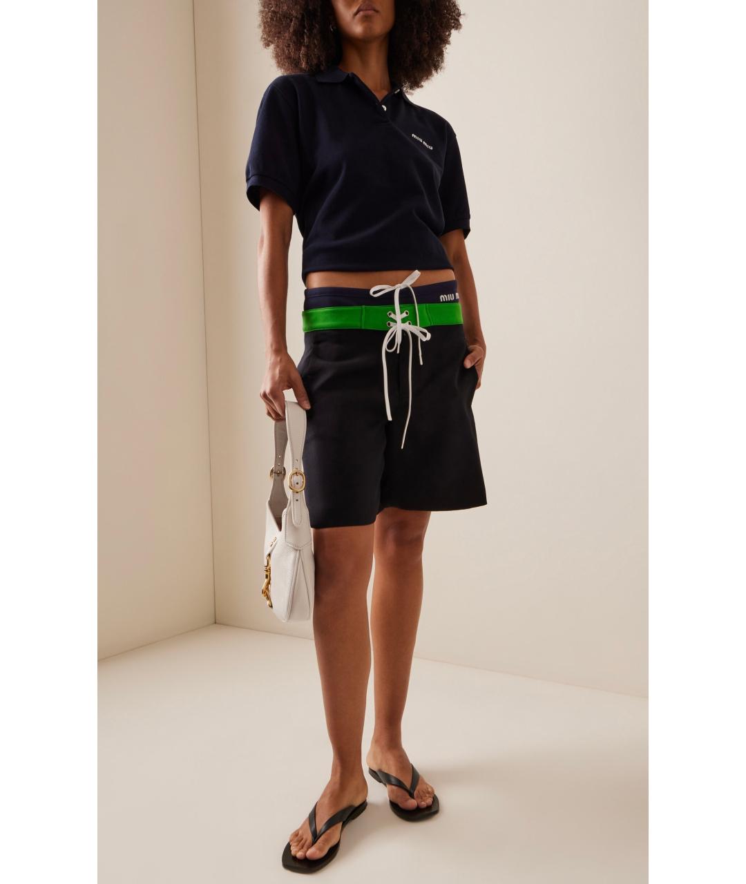 MIU MIU Черные полиэстеровые шорты, фото 2