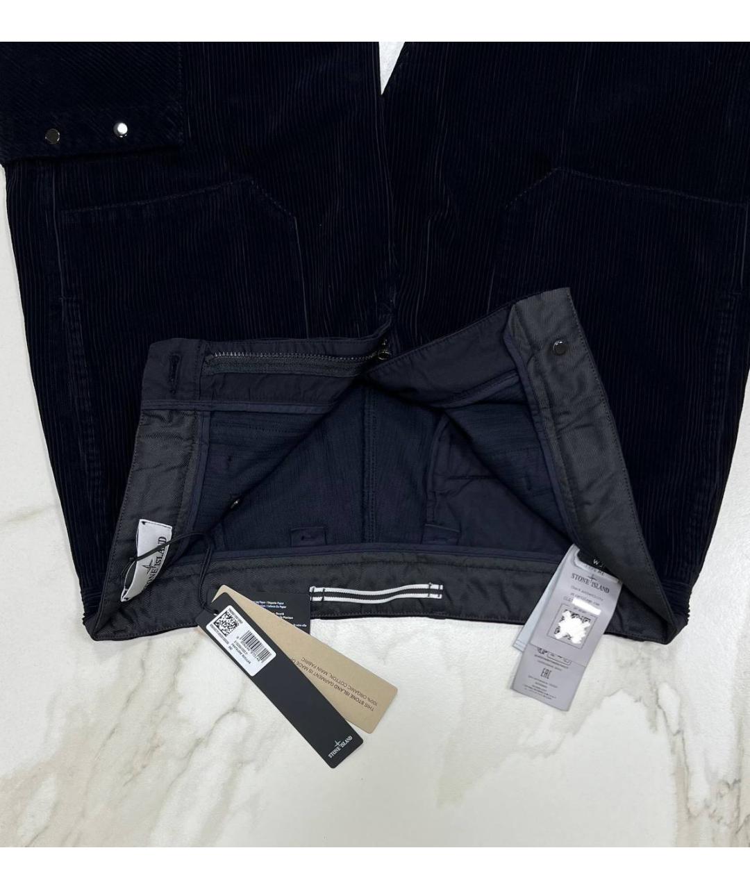 STONE ISLAND Темно-синие хлопковые повседневные брюки, фото 4
