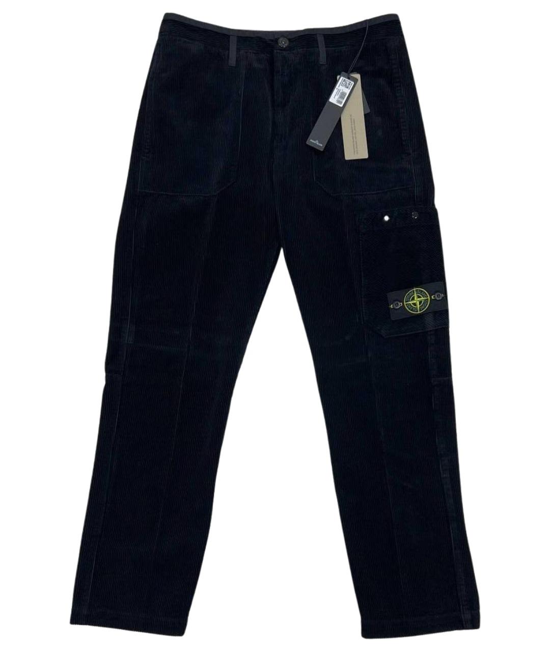 STONE ISLAND Темно-синие хлопковые повседневные брюки, фото 1