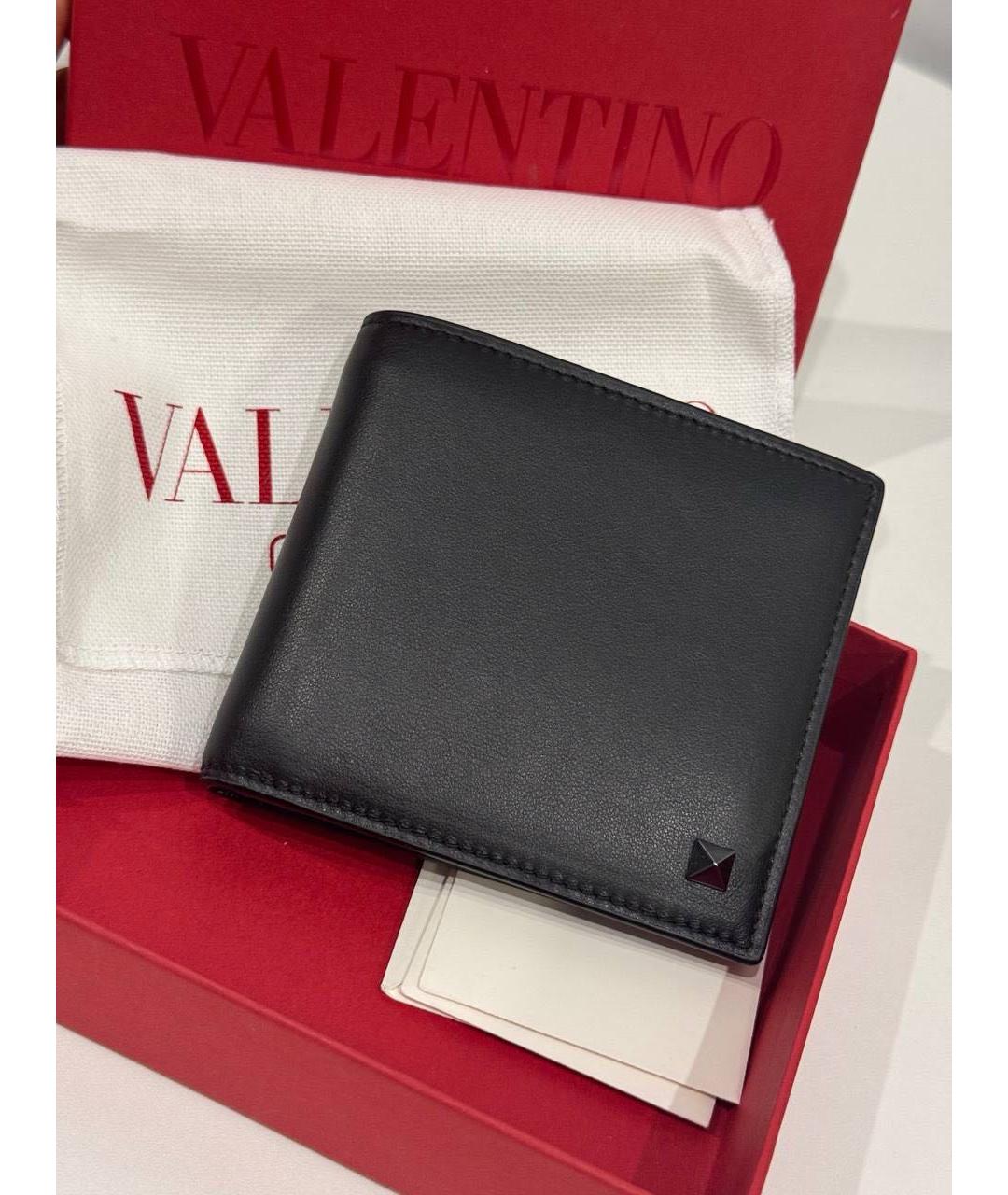 VALENTINO Черный кожаный кошелек, фото 4