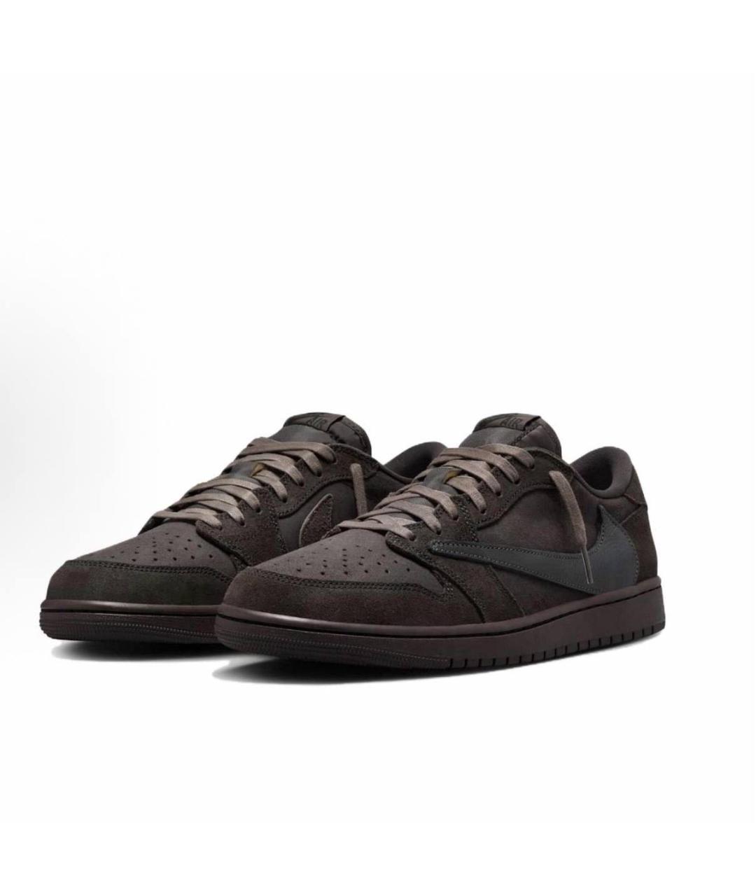 JORDAN Коричневые замшевые низкие кроссовки / кеды, фото 2